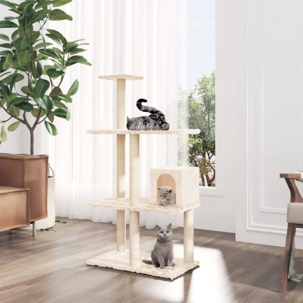 ARDEBO.de - Kratzbaum mit Sisal-Kratzsäulen Creme 119 cm
