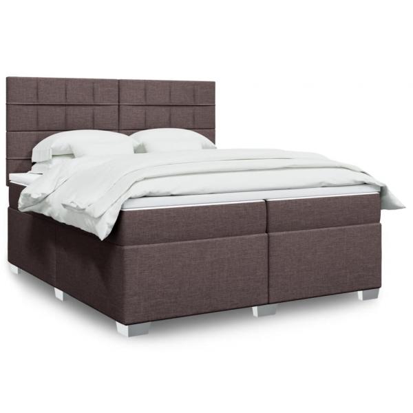 ARDEBO.de - Boxspringbett mit Matratze Dunkelbraun 200x200 cm Stoff
