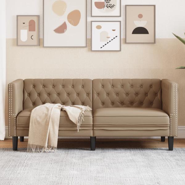 ARDEBO.de - Chesterfield-Sofa 2-Sitzer Cappuccino Kunstleder