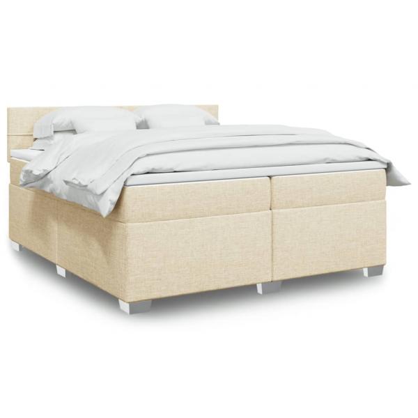 ARDEBO.de - Boxspringbett mit Matratze Creme 200x200 cm Stoff