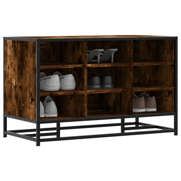 ARDEBO.de - Schuhbank Räuchereiche 84x40x53,5 cm Holzwerkstoff und Metall