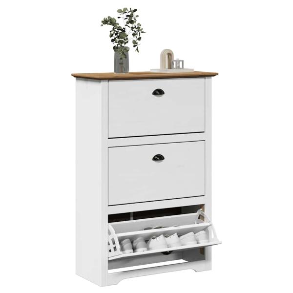 ARDEBO.de - Schuhregal BODO Weiß und Braun 80x35x118 cm