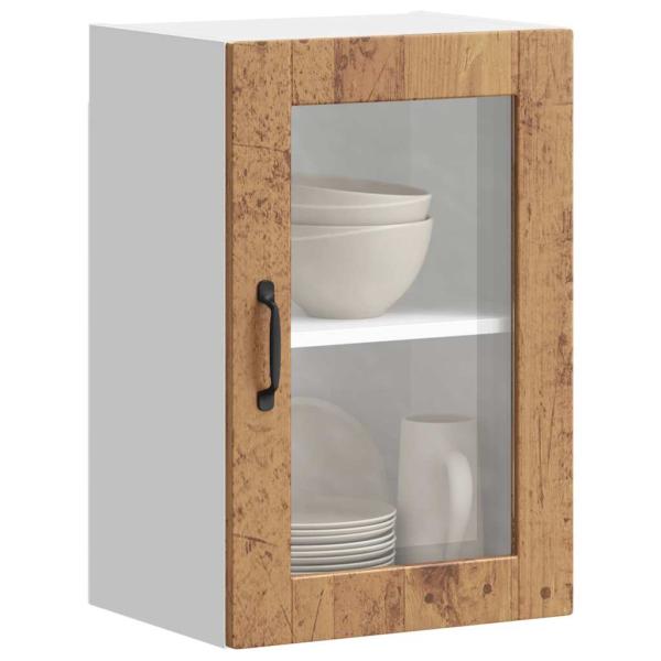 ARDEBO.de - Küchen-Hängeschrank mit Glastür Porto Altholz-Optik