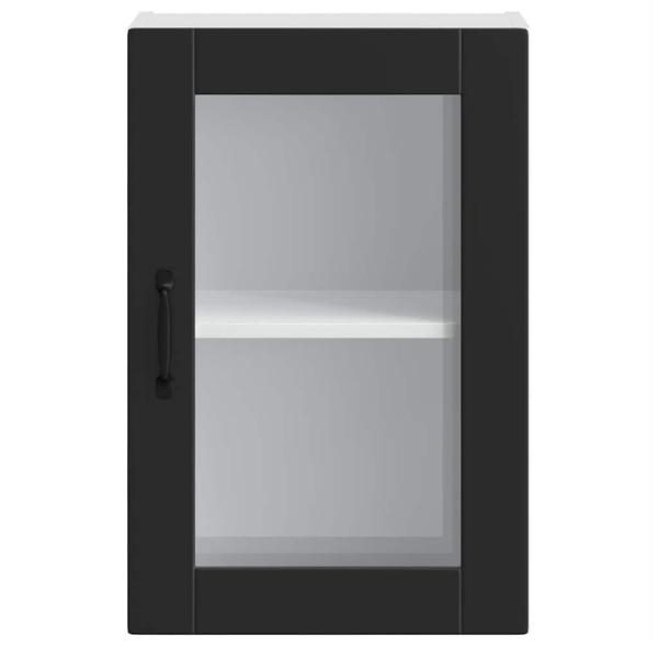 Küchen-Hängeschrank mit Glastür Porto Schwarz