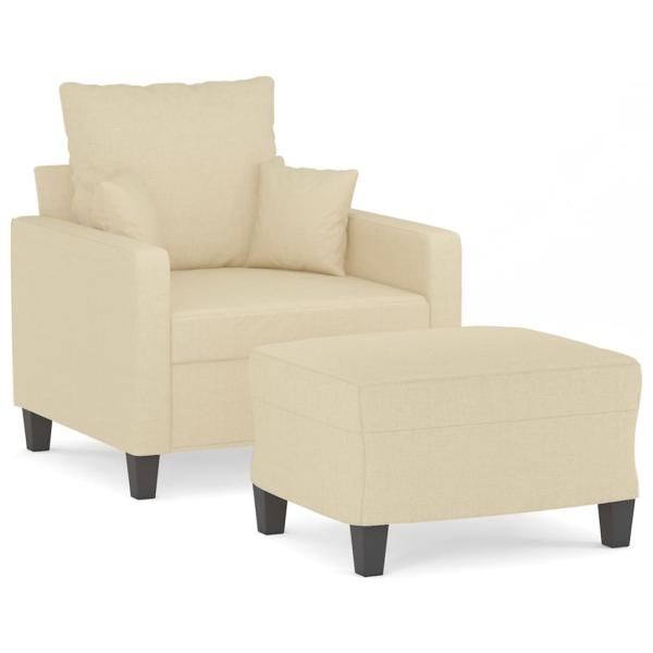 Sessel mit Hocker Creme 60 cm Stoff