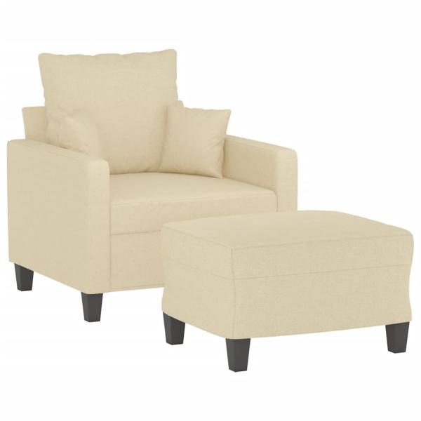 Sessel mit Hocker Creme 60 cm Stoff
