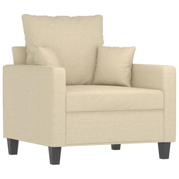 Sessel mit Hocker Creme 60 cm Stoff