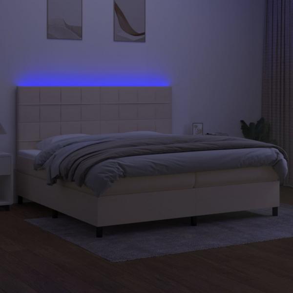 Boxspringbett mit Matratze & LED Creme 200x200 cm Stoff