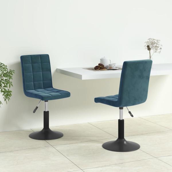 ARDEBO.de - Esszimmerstühle 2 Stk. Drehbar Blau Samt