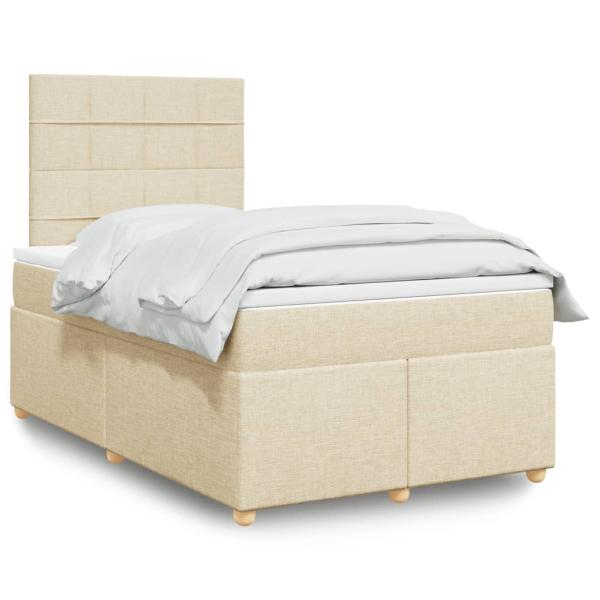 ARDEBO.de - Boxspringbett mit Matratze Creme 120x200 cm Stoff