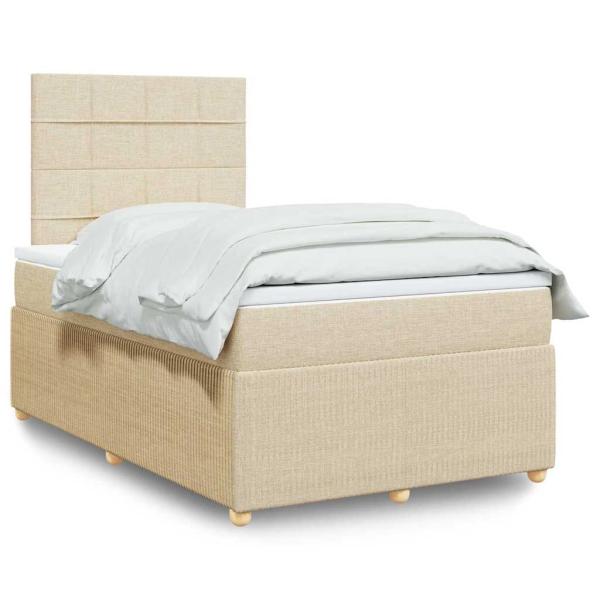 ARDEBO.de - Boxspringbett mit Matratze Creme 120x190 cm Stoff