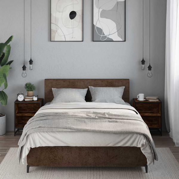 Nachttische 2 Stk. Räuchereiche 40x31x50cm Holzwerkstoff Metall