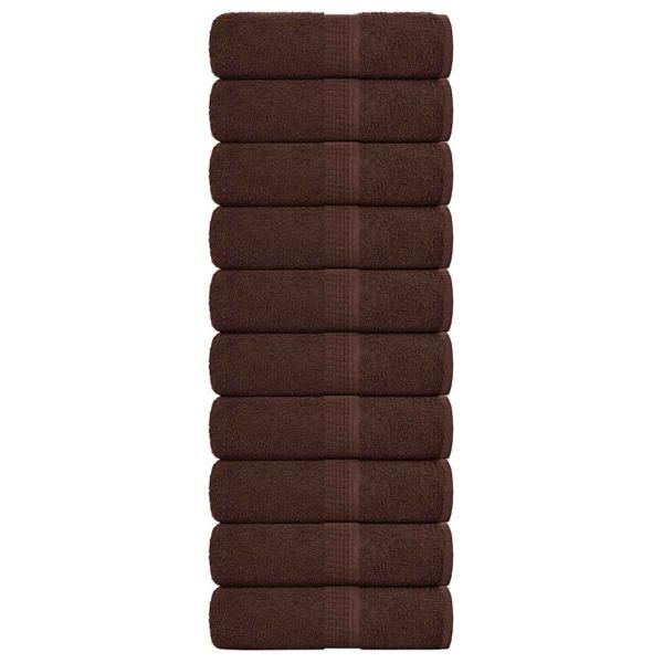 ARDEBO.de - Gästetücher 10 Stk. Braun 30x50 cm 360 g/m² 100% Baumwolle