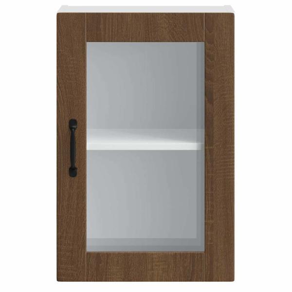 Küchen-Hängeschrank mit Glastür Porto Braun Eichen-Optik