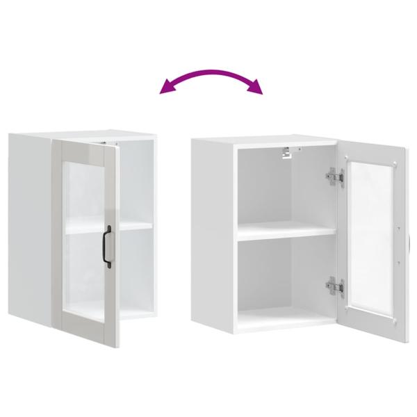 Küchen-Hängeschrank mit Glastür Porto Hochglanz-Weiß
