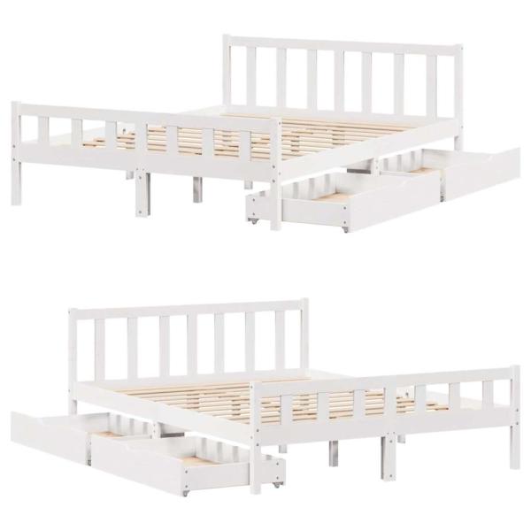 Massivholzbett ohne Matratze Weiß 160x200 Kiefernholz