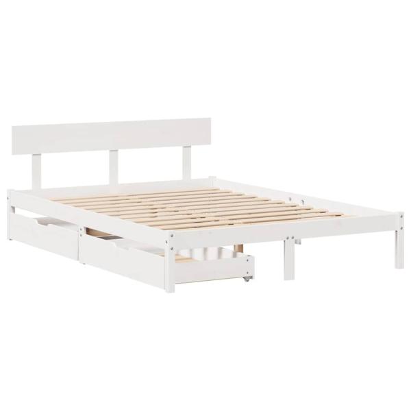 ARDEBO.de - Massivholzbett ohne Matratze Weiß 160x200 Kiefernholz
