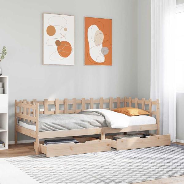 ARDEBO.de - Tagesbett mit Schubladen 80x200 cm Massivholz Kiefer
