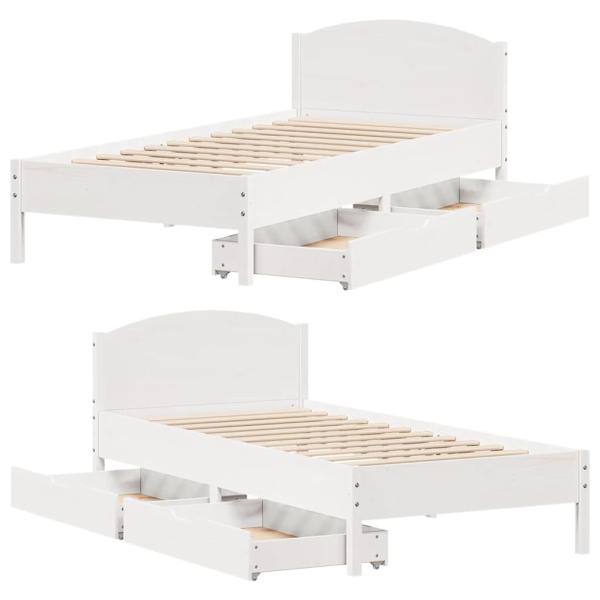 Massivholzbett ohne Matratze Weiß 100x200 cm Kiefernholz