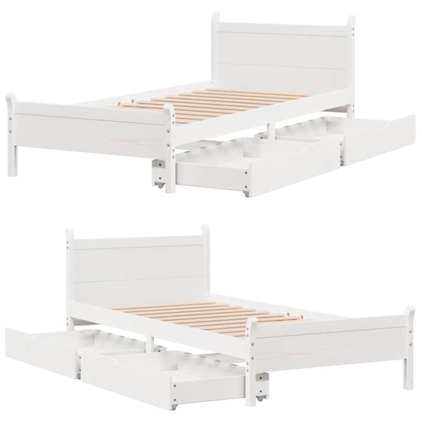 Massivholzbett ohne Matratze Weiß 90x200 cm Kiefernholz