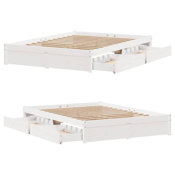 Massivholzbett ohne Matratze Weiß 160x200 Kiefernholz