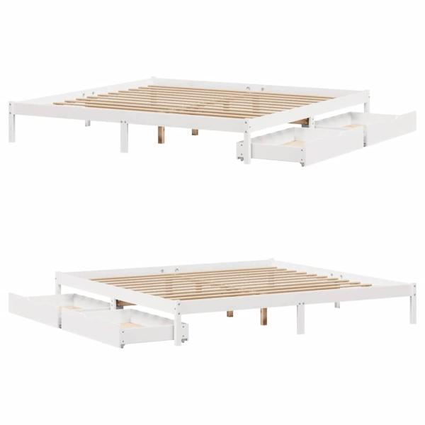 Massivholzbett ohne Matratze Weiß 200x200 cm Kiefernholz