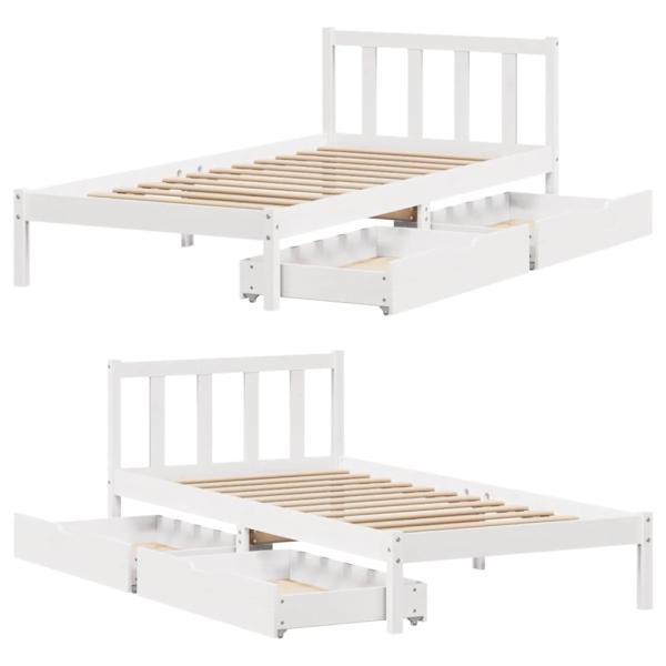 Massivholzbett ohne Matratze Weiß 90x200 cm Kiefernholz