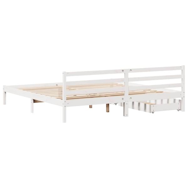 Massivholzbett ohne Matratze Weiß 200x200 cm Kiefernholz