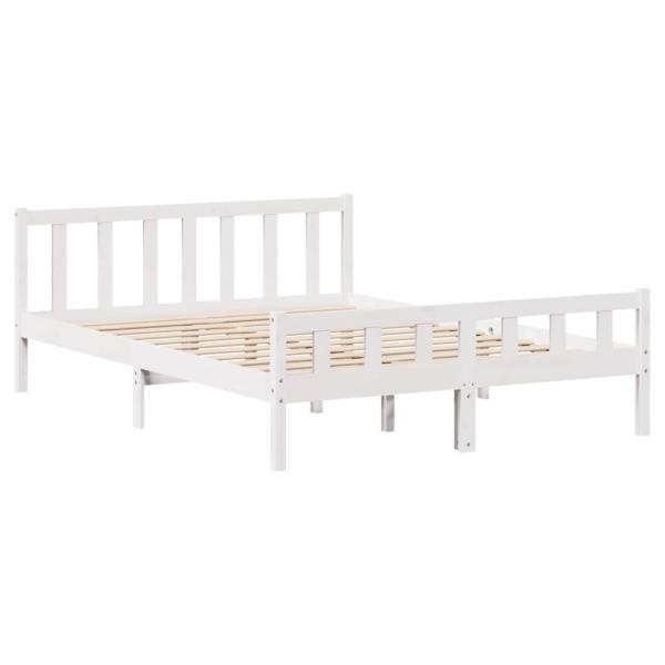 Massivholzbett ohne Matratze Weiß 150x200 cm Kiefernholz