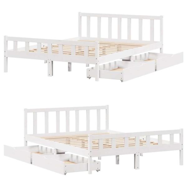 Massivholzbett ohne Matratze Weiß 150x200 cm Kiefernholz