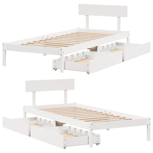 Massivholzbett ohne Matratze Weiß 90x200 cm Kiefernholz