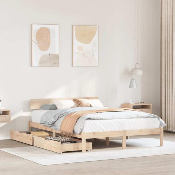 ARDEBO.de - Massivholzbett ohne Matratze 140x200 cm Kiefernholz