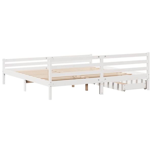 Massivholzbett ohne Matratze Weiß 200x200 cm Kiefernholz