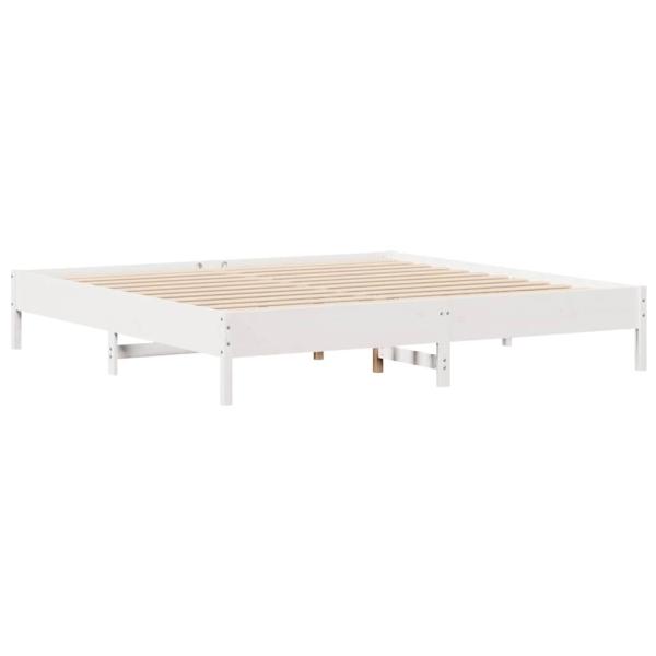 Massivholzbett ohne Matratze Weiß 200x200 cm Kiefernholz