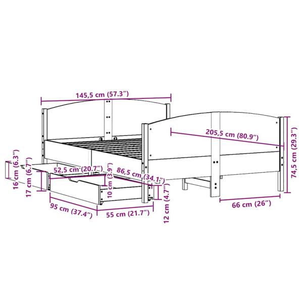 Massivholzbett ohne Matratze 140x200 cm Kiefernholz