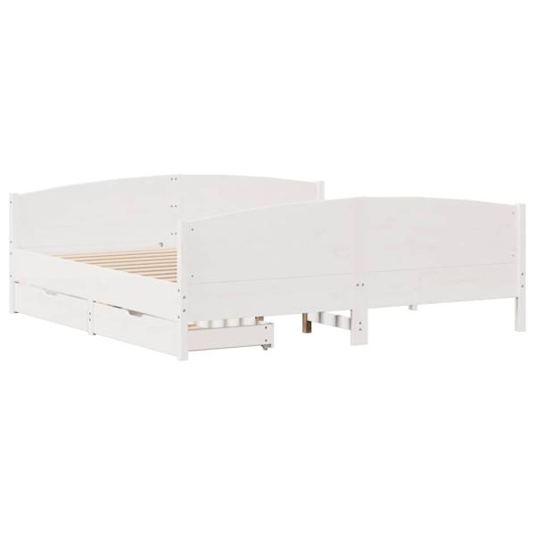 Massivholzbett ohne Matratze Weiß 160x200 Kiefernholz