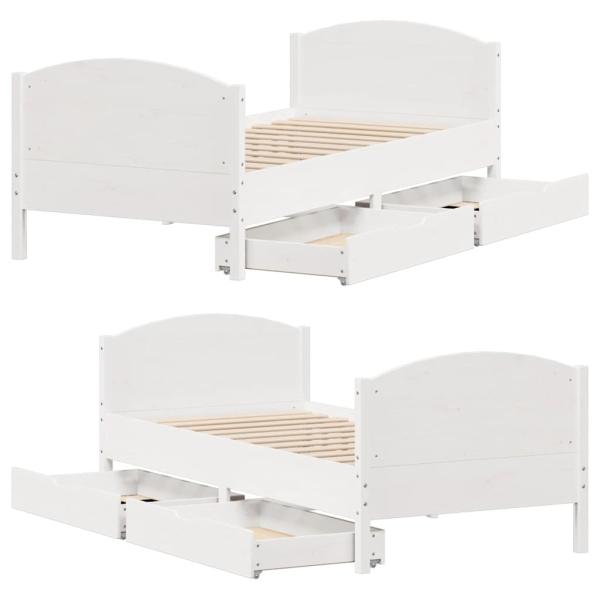 Massivholzbett ohne Matratze Weiß 90x200 cm Kiefernholz