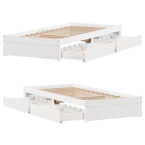 Massivholzbett ohne Matratze Weiß 90x200 cm Kiefernholz