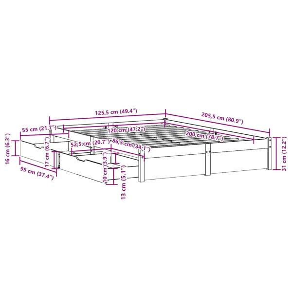Massivholzbett ohne Matratze 120x200 cm Kiefernholz
