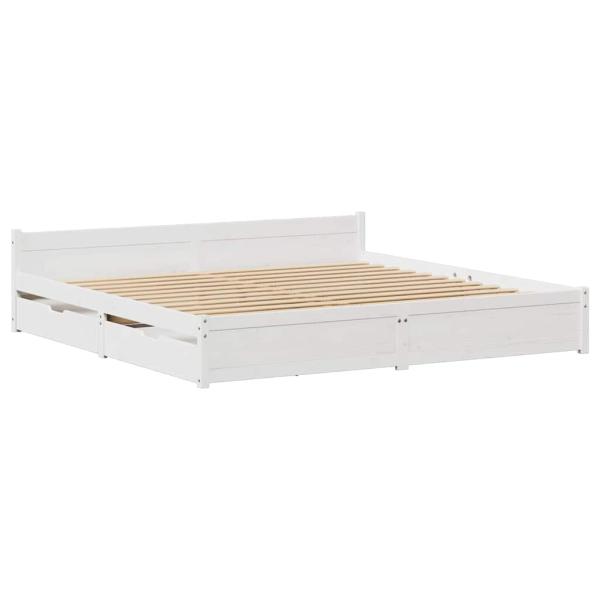 Massivholzbett ohne Matratze Weiß 200x200 cm Kiefernholz