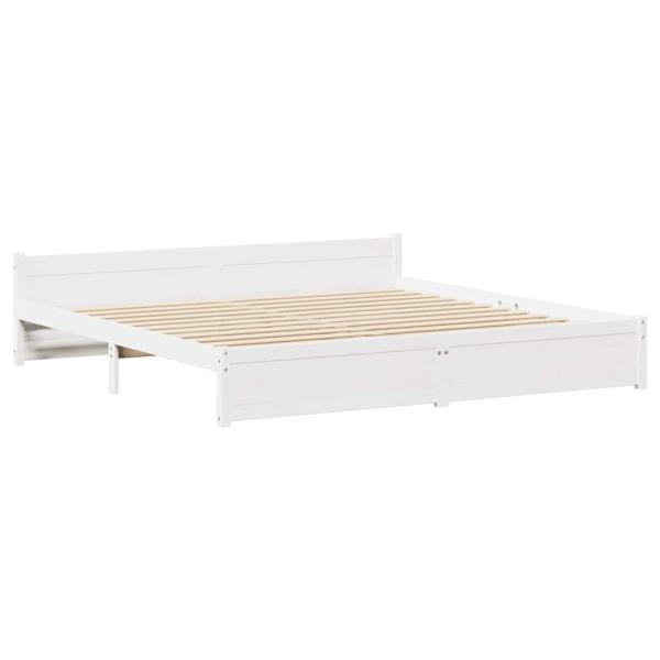 Massivholzbett ohne Matratze Weiß 200x200 cm Kiefernholz