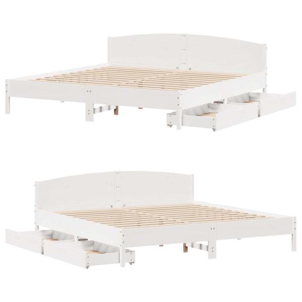 Massivholzbett ohne Matratze Weiß 200x200 cm Kiefernholz