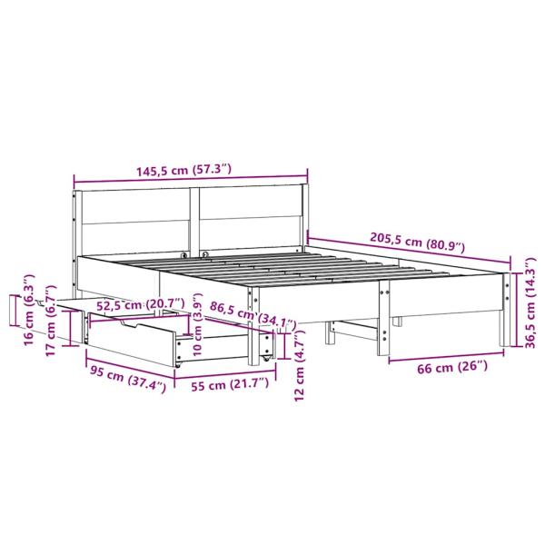Massivholzbett ohne Matratze Weiß 140x200 cm Kiefernholz