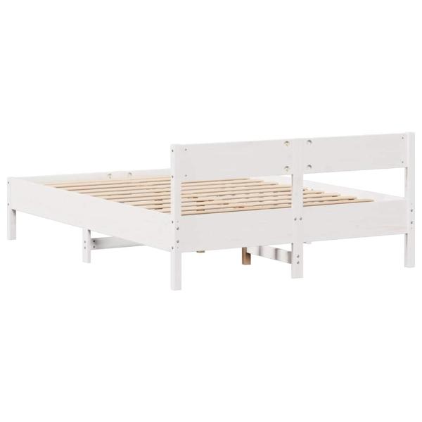 Massivholzbett ohne Matratze Weiß 140x200 cm Kiefernholz
