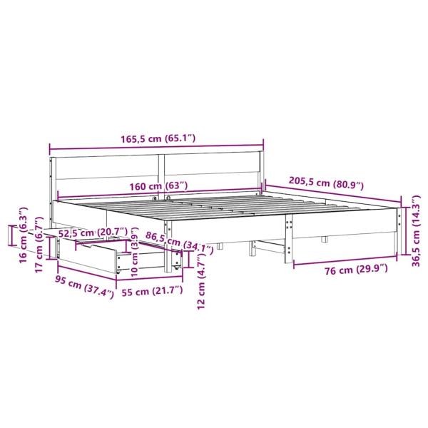 Massivholzbett ohne Matratze Weiß 160x200 Kiefernholz