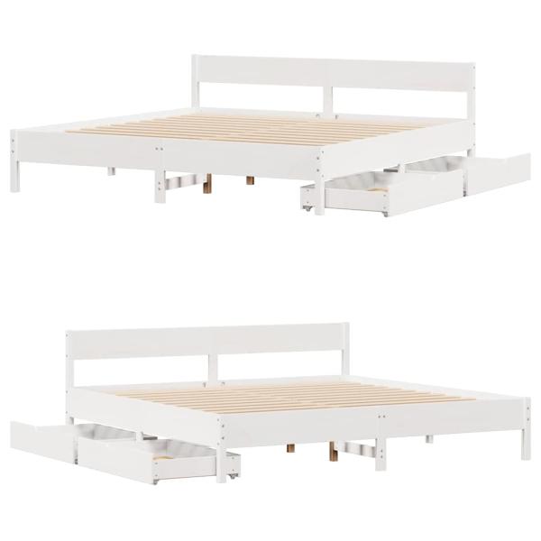 Massivholzbett ohne Matratze Weiß 160x200 Kiefernholz