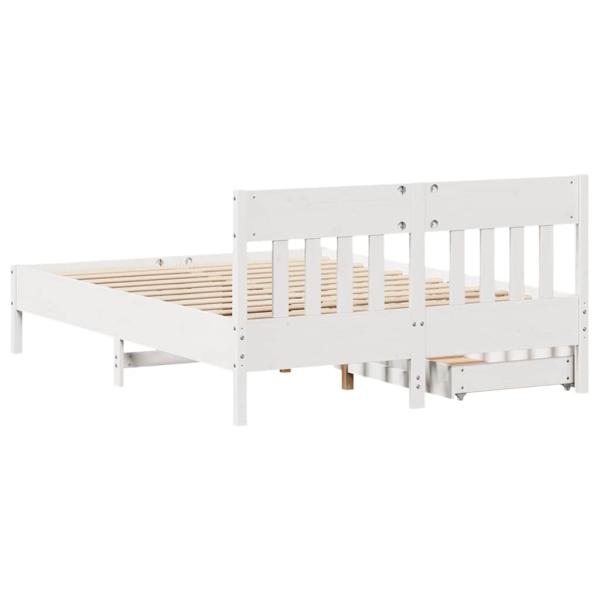Massivholzbett ohne Matratze Weiß 160x200 Kiefernholz