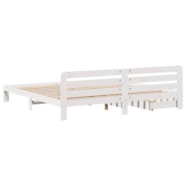 Massivholzbett ohne Matratze Weiß 200x200 cm Kiefernholz