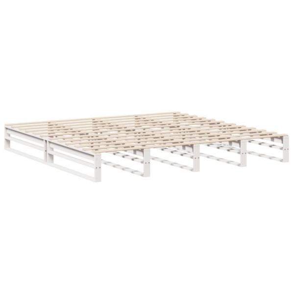Massivholzbett ohne Matratze Weiß 200x200 cm Kiefernholz