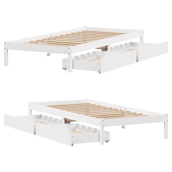 Massivholzbett ohne Matratze Weiß 90x200 cm Kiefernholz